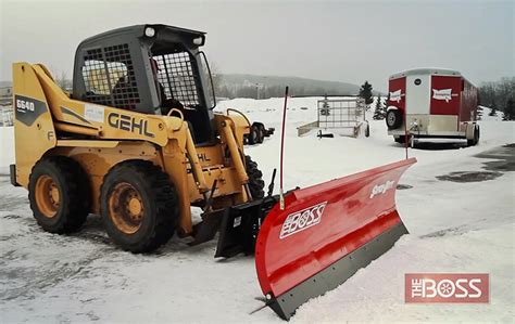 skid steer snow pusher boss|snowex plows for skid steers.